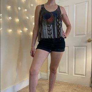 Abstract Peacock Cropped Tank